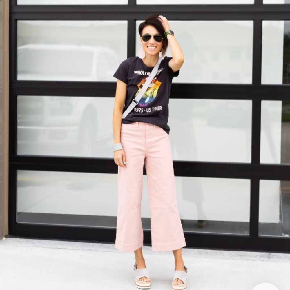 Madewell Emmett Wide Leg Crop in Oyster Pink 27